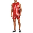 thumbnail image 2 of INSPIRE CHIC Holographic Tank Top and Shorts Set for Men's Party Disco Metallic 2 Pieces Outfits L Red, 2 of 5