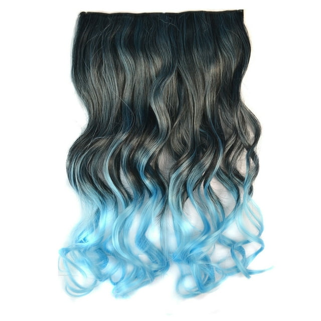 Fiudx Extensión de Cabello con Clip de Colores, Peluca de Fibra Resistente Al Calor, Fácil de Colocar y Quitar, Postizo Largo y Rizado, Accesorio de Moda para Mujer, Diseño Degradado, Versatilidad de