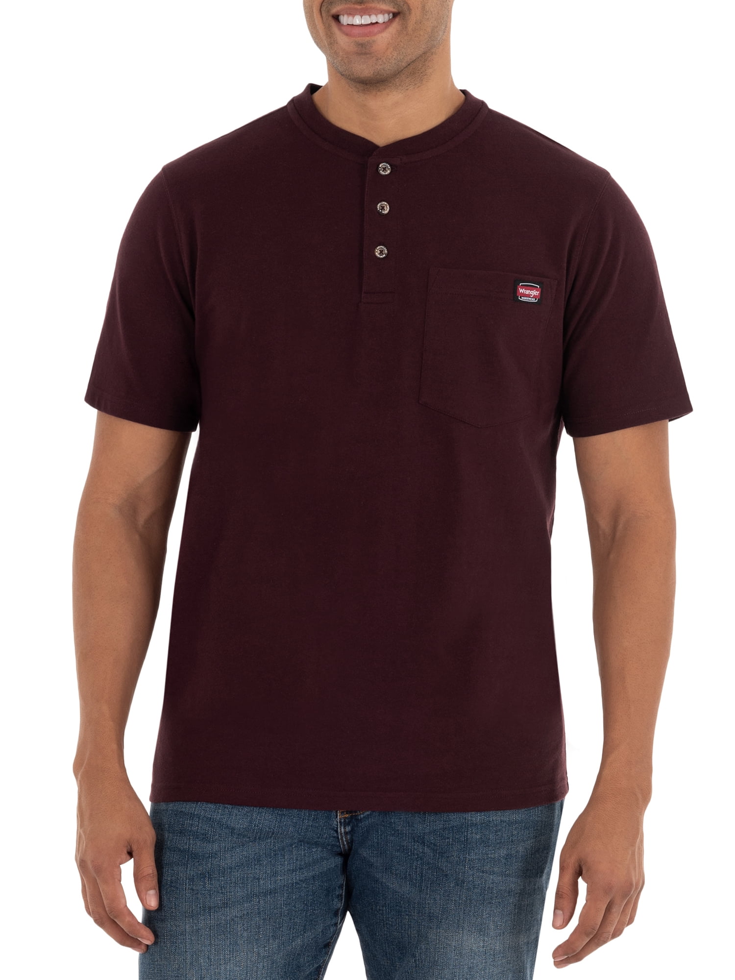 Wrangler Men's Short-sleeve Workwear Pocket Henley Shirt - Walmart.com