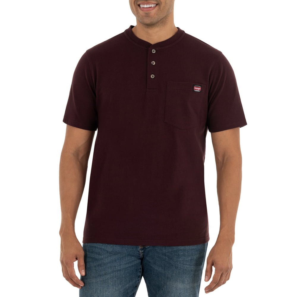 Wrangler - Wrangler® Men's Short-sleeve Workwear Pocket Henley Shirt ...