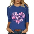 thumbnail image 3 of RKSTN Valentines Gift 3/4 Length Sleeve Womens Tops Oversized Crewneck Valentine Day Loves Heart Graphic Print Short Sleeve T Shirt Womens Casual Plus Size Round Neck Three Quarter Sleeve Tee Shirt, 3 of 6