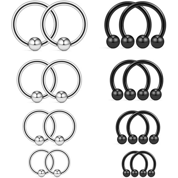 Briana Williams 16G Horseshoe & Captive Bead Nose Hoop Septum Piercing Jewelry Rings