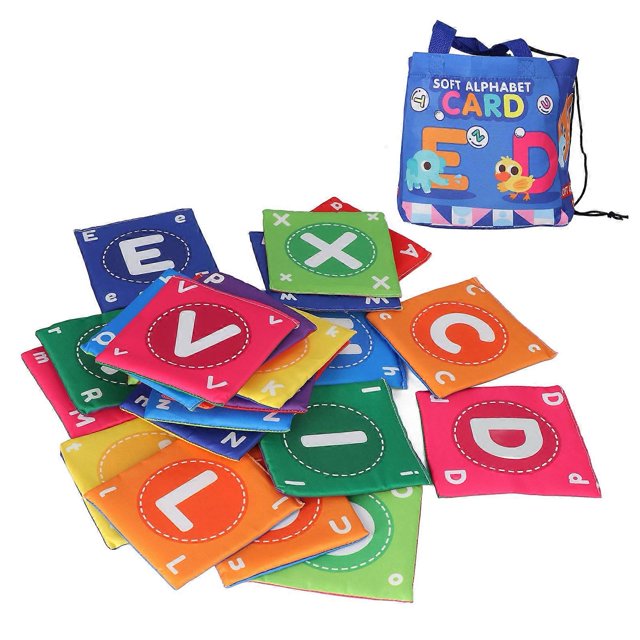 26PCS Baby Cloth Books with Tote Bag Soft Fabric Infant Puzzle Cards Early Education Toys Colorful