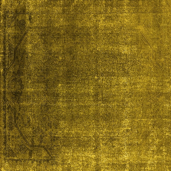 Ahgly Company Indoor Square Oriental Yellow Industrial Area Rugs, 3' Square
