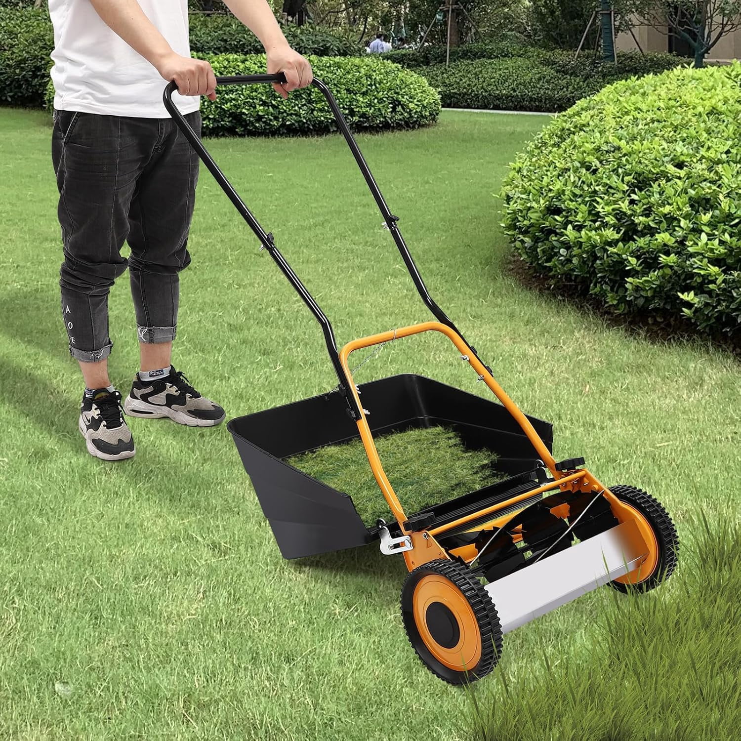 Miumaeov Push Reel Lawn Mower 16-Inch,Push Lawn Mower,for Cleaning Lawns, Sidewalks, Driveways