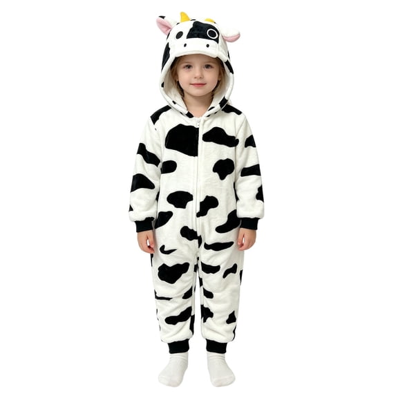 YunPes Toddler Kids Unisex Onesie Soft Flanne Animal Jumpsuit Zip-Up Front Halloween Party Role Dress Up Boy Girl Fall Winter Loungewear