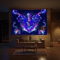 thumbnail image 4 of Póster de pared Trippy reactivo UV, tapiz de decoración de habitación Hippie, tapiz de pared de esqueleto, 4 of 5