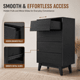 thumbnail image 7 of Enyopro 4 Drawer Dresser for Bedroom, Black Wooden Chest of Drawers, Bevel Design Modern 4 Drawer Chest Storage Dresser for Closet, Living Room, Hallway, 7 of 7