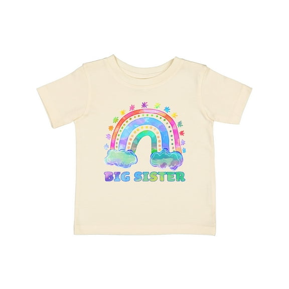 Inktastic Big Sister Watercolor Rainbow with Clouds Girls Baby T-Shirt