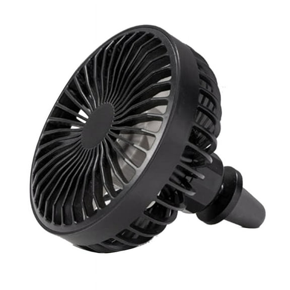 Car Fan with Ambient Light 12V-24V USB Car Fan 3 Wind Speed A/C Vent Clip Fan 360 Degree Rotatable Portable Fan Black