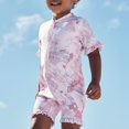 thumbnail image 2 of WOYY Toddler Girls Short Sleeve Rash Guard Cartoon Ruffle UPF 50+ One-Piece Swimsuit, 2 of 8