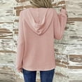thumbnail image 4 of Aricy Hoodies for Women Oversized Waffle Knit Long Sleeve Button Down Shirt Sweatshirts V Neck Crochet Fall Tunic Pullover Sweaters Tops Drawstring, 4 of 4