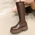 thumbnail image 5 of Brown Females Stylish Knight Boots With Thick Base For Autumn And Winter Season Comfortable And Trendy With Elastic Material, 5 of 8