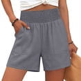 thumbnail image 5 of ClodeEU Women's Summer Elast Waist Vintage Shorts with Pockets, Casual Loose Short Gray,Womens Plus S, 5 of 7