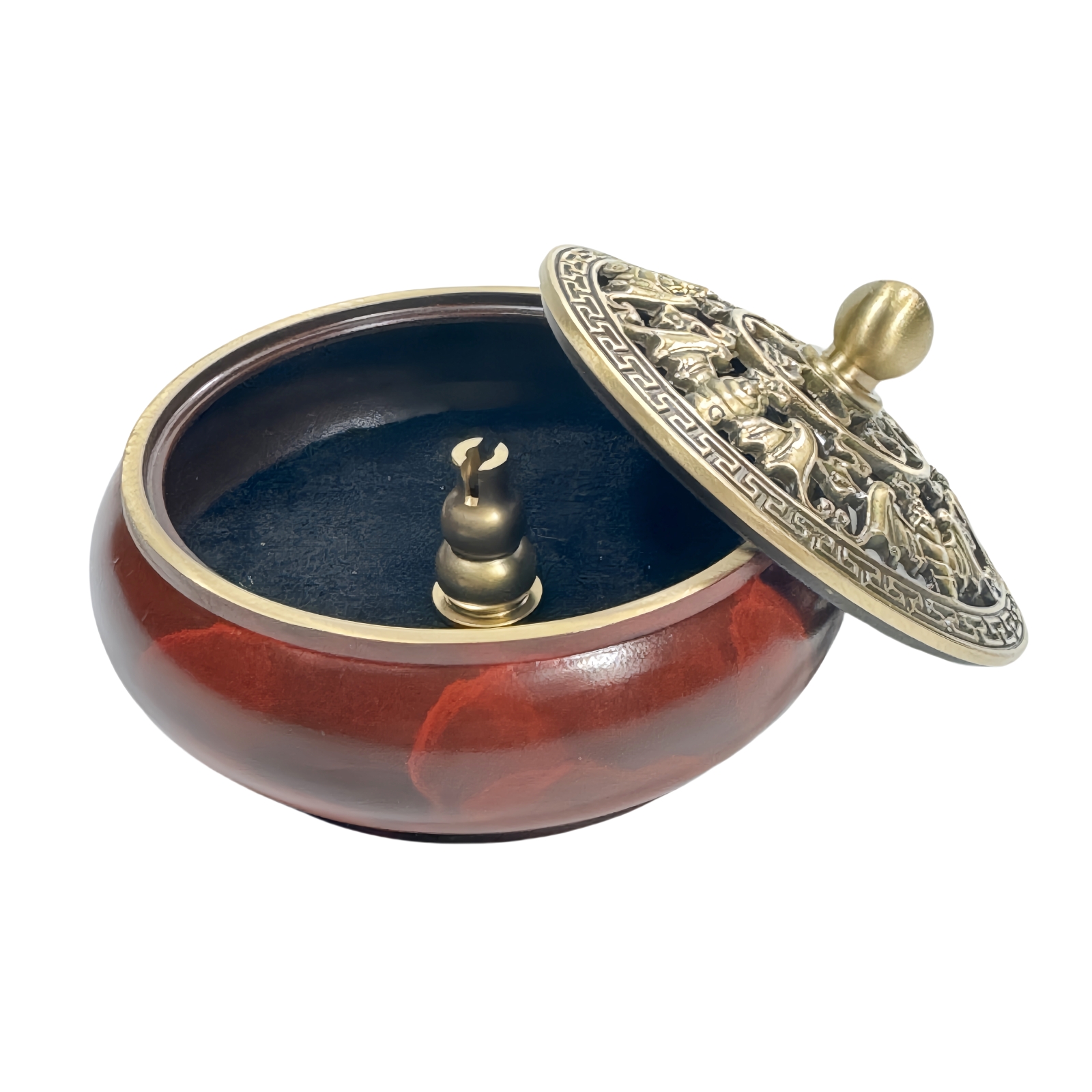 EngooBoly Brass Incense Burner with Holder and Fireproof Cotton, Red
