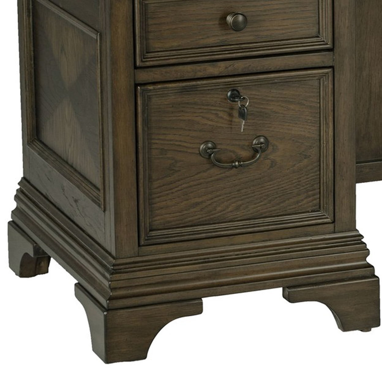 66 Inch Wood Executive Desk 4 Drawers Keyboard Tray Power Outlet Brown