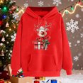 thumbnail image 7 of Feancey Merry Christmas Cute Hoodies for Women Funny Reindeer Print Pullover Tops Drawstring Long Sleeve Fleece Hooded Sweatshirts with Pocket Red XXL, 7 of 7