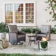 thumbnail image 4 of ALAULM 3PCS Outdoor Conversation Sets with 19" Smokeless Stove, Outdoor Swivel Glider Chair with Glass Top Side Table, Fire Pit Comes with Waterproof Cover and Fire Poker, for Porch Backyard, Grey, 4 of 6