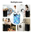 thumbnail image 6 of Waterproof Collapsible Laundry Hamper, Blue Plaid Plant Aluminum Handle Laundry Bag Storage Basket, 50L, 6 of 6