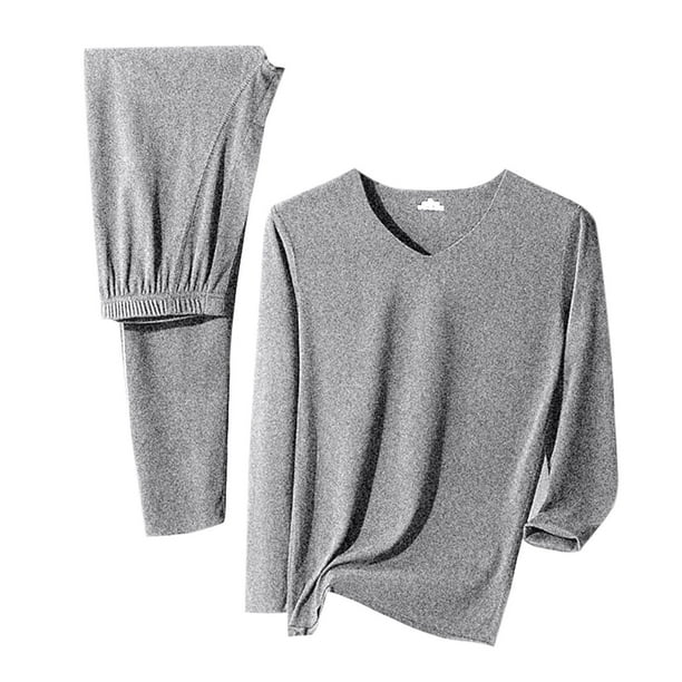 Conjuntos de ropa interior térmica para hombre, jersey liso informal de cuello redondo, alta elasticidad, mantiene el calor, conjuntos de ropa interior térmica para hombre, traje de poliéster