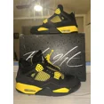 thumbnail image 1 of Ni - ke Ni - ke Air Jordan 4 Retro Men's Sneakers Black/White/Tour Yellow, Size 8 Us, 1 of 5
