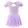thumbnail image 5 of AUNVITO Girls Ballet Leotard Dress with Mesh Skirt Short Sleeve V-Neck for Dance Practice and Performance Comfortable and Elegant, 5 of 7