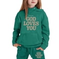 thumbnail image 2 of BOOMNY Girls 2 Peice Sweatsuits Letter Graphic Y2K Long Sleeve Hoodies Sweatpants Outfits for Kids Fall Winter Track Suits, 2 of 3