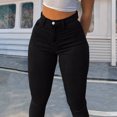 thumbnail image 6 of Wutalume Jeans for Women Slim Fit Straight Leg Mid Rise, Solid Color Versatile Denim Pants, Comfort Stretch for All-Day Wear,Black L, 6 of 7