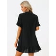thumbnail image 4 of DARING DIVA Button Front Ruffle Hem Cover Ups Dress XL Black, 4 of 6
