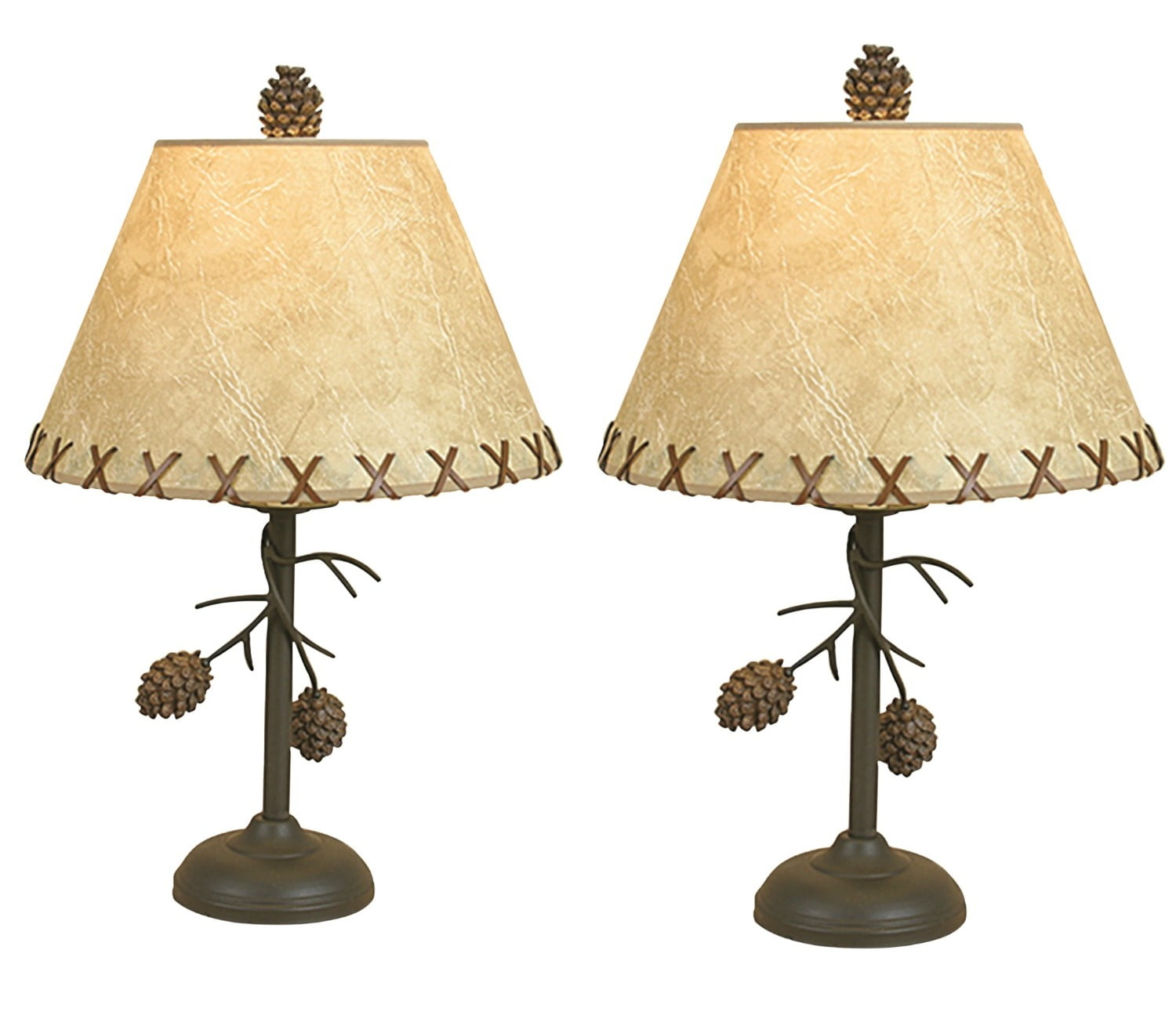 Rustic Lodge Look Pine Cone Branch 23 Inch Table Lamps Set of 2