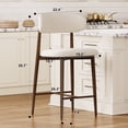 thumbnail image 7 of Bar Stools Set of 2, Legahome 26" Counter Height Bar Stool, Modern Farmhouse Upholstered Counter Chairs with Curved Back & Wood-Grain Metal Legs for Kitchen Island Dining Room, Walnut, 7 of 7