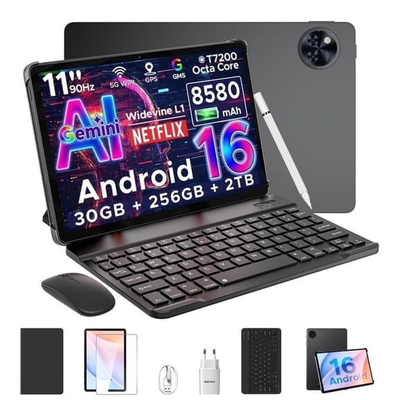 DOOGEE U11 Pro Android 16 Tablet with Keyboard,11 inch Android Tablet,30GB 256GB/2TB TF,8580mAh,Octa-Core,1080P,WiFi,Widevine L1,13MP 5MP,Face ID/Otg