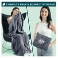 thumbnail image 3 of Travel Blanket and Pillow, Arms Opening Airplane Blankets for Adults, Compact Plane Blanket with Arm Hole 2-in-1 Bag for Flight Car Camping Fit in Luggage Backpack Traveler Gift, Dark Gray, 3 of 9