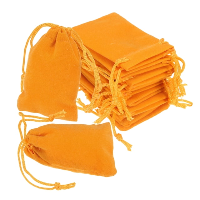 Uxcell 20 piezas Bolsas de Terciopelo con Cuerdas 2 x 2.8 Pulgadas Bolsas de Regalo para Joyería, Naranja
