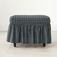 thumbnail image 6 of Lattice Stretch Ottoman Cover, Soft Dining Bench Slipcover for Living Room, Skirt Design Polyester Washable Footstool Furniture Seat Protector Bubble Covers for Kitchen and Bedroom (Dark Gray), 6 of 7