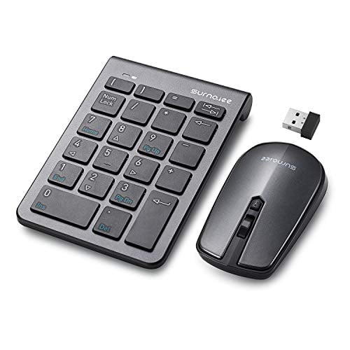 SurnQiee Wireless Number Pad and Mouse Combo, 2.4G Portable Ultra Slim Numeric Keypad and Mouse
