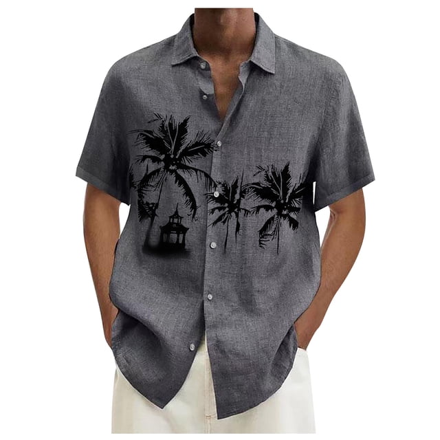 Designer Spring Summer Men's Casual Cotton Solid Color Short Sleeve Shirts Loose ShirtsXL