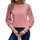 thumbnail image 3 of Top de Cuello Redondo con Encaje Bordado y Larga en Color Liso para Mujer Rosa M, 3 of 8