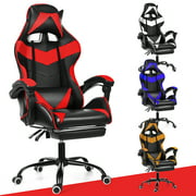 Ergonomic E-Sports Computer Chair, Gaming Racing Chair, High-Back Leather Office Chair, Reclining with Footrest for Boys Girls Men