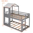 thumbnail image 6 of Shunda K Twin Over Twin Bunk Bed Wood Bed with Roof, Window, Guardrail, Ladder, 6 of 11