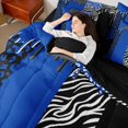 thumbnail image 4 of Homewish Cheetah Leopard Print Twin Bedding Sets 7-Piece for Girl, Black Blue Zebra Animal Bedding Comforter Set, Stripes Abstract Reversible Sheet Sets, Super Cozy Room Decor, 4 of 7