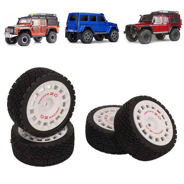 Ensemble de 4 Roues RC, Pneu en Caoutchouc pour Voiture RC Haute Résistance à l'Usure Amorti Fort 1/10 Pneus RC sur Route