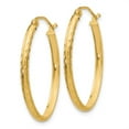 thumbnail image 2 of Primal Gold 14K Yellow Gold Lightweight Diamond Cut Oval Hoop Earrings, 2 of 4