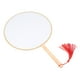 thumbnail image 5 of Elegante abanico redondo de seda blanca con mango de madera clásico: un elegante regalo decorativo, 5 of 8