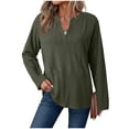 thumbnail image 2 of Womens V Neck Blouses Spring Tops Long Sleeve Shirts Dressy Casual Summer Vacation Going Out Clothing, 2 of 9