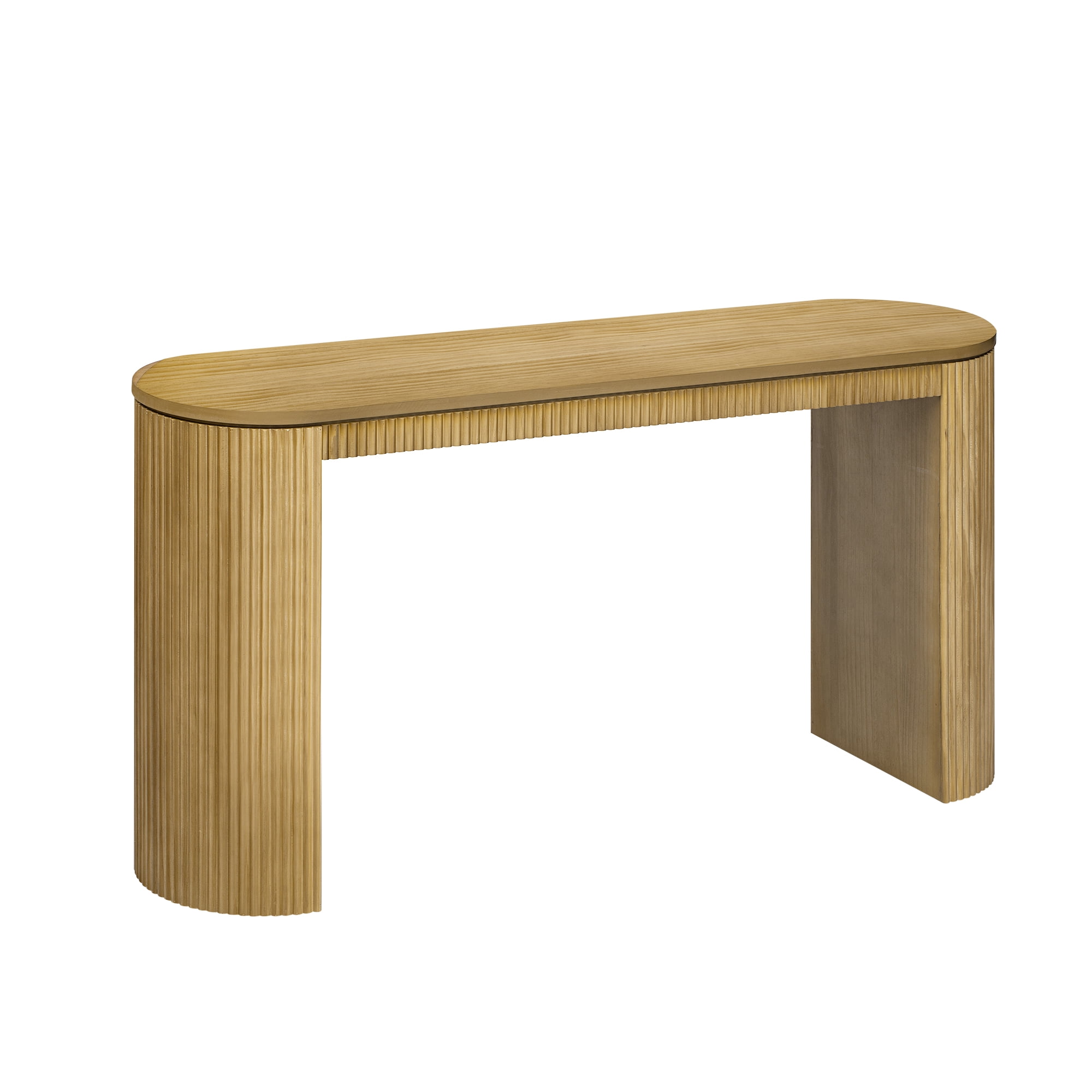 Harper & Bright Designs Modern Fluted Console Table Curved Sofa Table Narrow Entryway Table with Vertical Stripe for Entrance Hallway Living Room, Natural