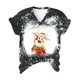 thumbnail image 3 of Pntutb Mujeres Casual Loose Christmas Elk Cuello en V Camisetas de manga corta Hombres Mujeres tops Pntutb Pntutb-8734, 3 of 6