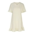 thumbnail image 4 of Robes d'Été Grande Taille pour Femmes 2024 Col en V Manches Courtes Robes à Volants Unies Économisez jusqu'à 65 %!, 4 of 6