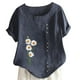 thumbnail image 1 of Gibobby Playera Manga Corta para Mujer Camiseta manga corta con estampado cuello redondo y dobladillo manga corta para mujer verano, camiseta ajustada con(Azul oscuro,G), 1 of 5