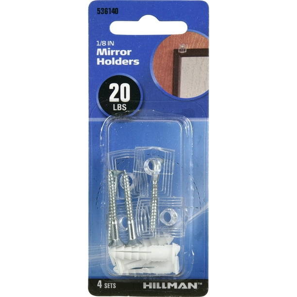 Hillman 1/8" Plastic Mirror Hanger Clip (w/ Screws & Anchors) 536140